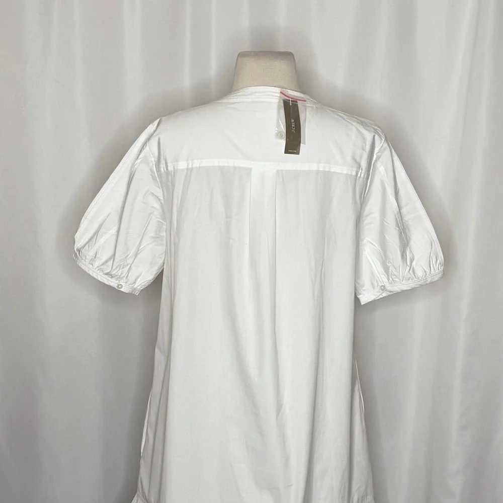 NWT!! J. CREW Delilah Dress Cotton Poplin Solid White Mini Ruffle Small‎ Tall ST